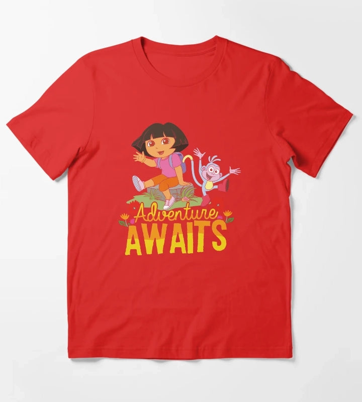 Dora the Explorer Adventure Awaits Dora and Boots Portrait T-Shirt Red