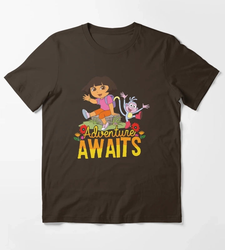 Dora the Explorer Adventure Awaits Dora and Boots Portrait T-Shirt Brown