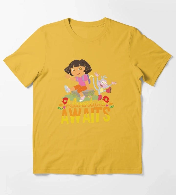 Dora the Explorer Adventure Awaits Dora and Boots Portrait T-Shirt Yellow