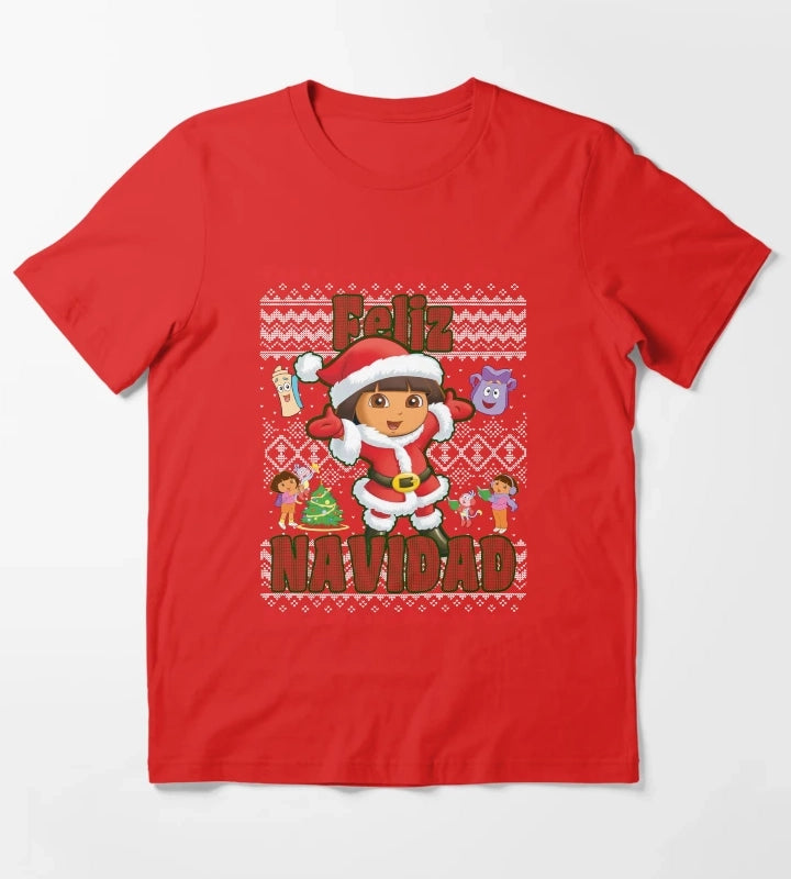 Dora the Explorer Christmas Dora Santa Ugly Sweater T-Shirt Red