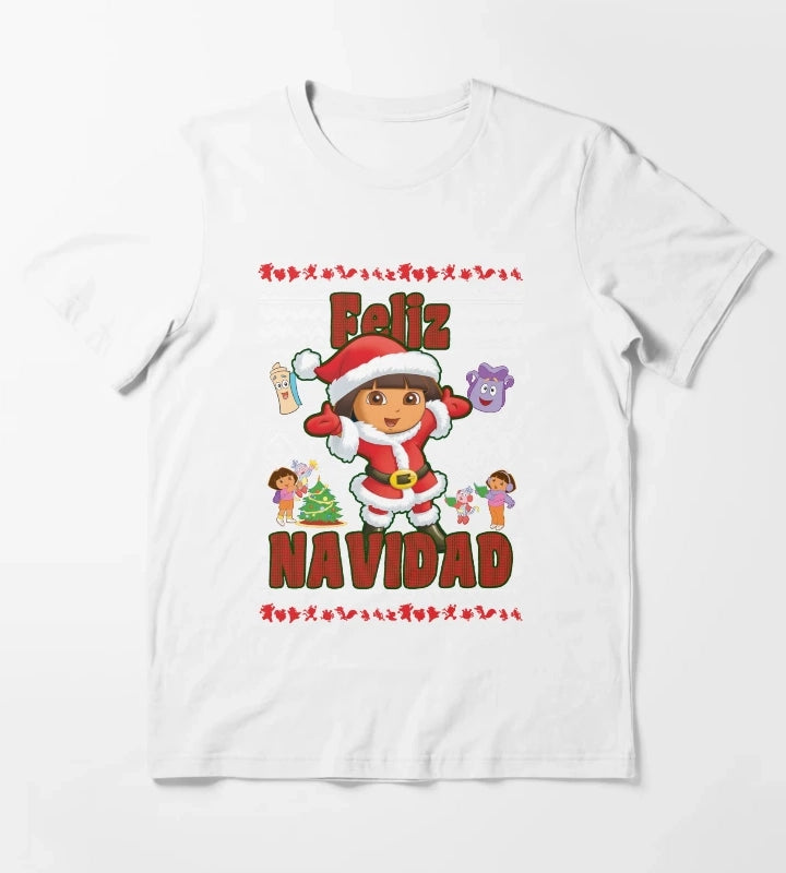 Dora the Explorer Christmas Dora Santa Ugly Sweater T-Shirt White