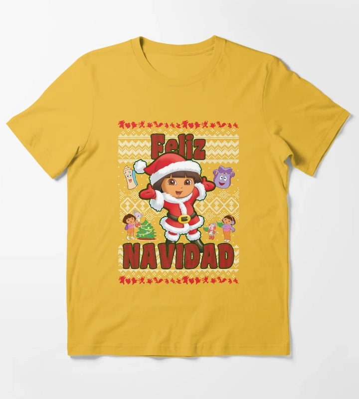 Dora the Explorer Christmas Dora Santa Ugly Sweater T-Shirt Yellow