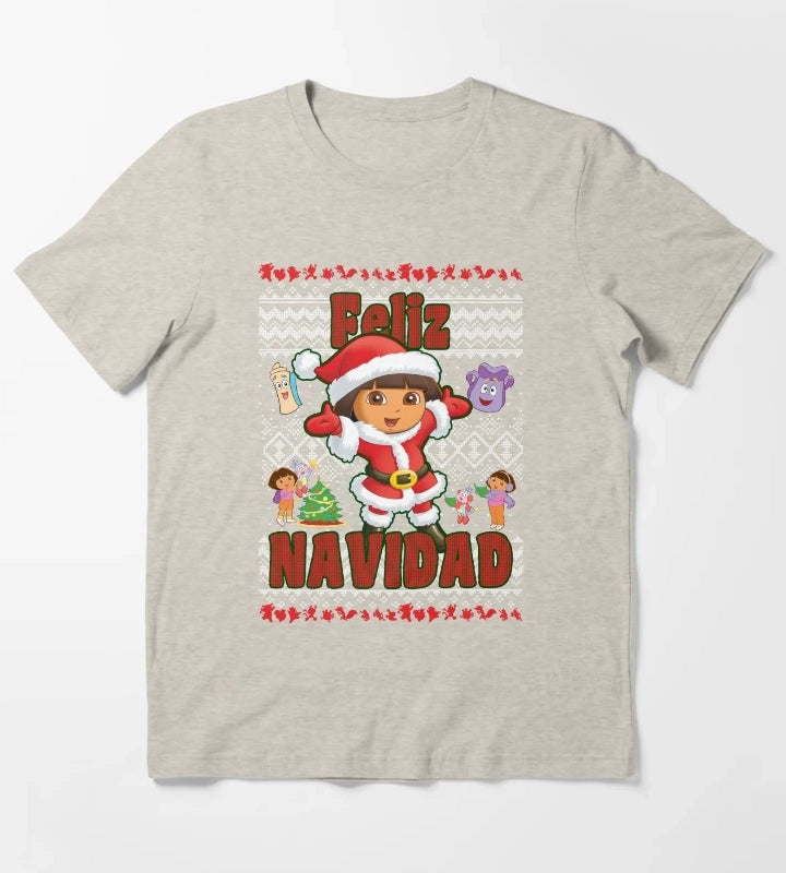 Dora the Explorer Christmas Dora Santa Ugly Sweater T-Shirt Cream