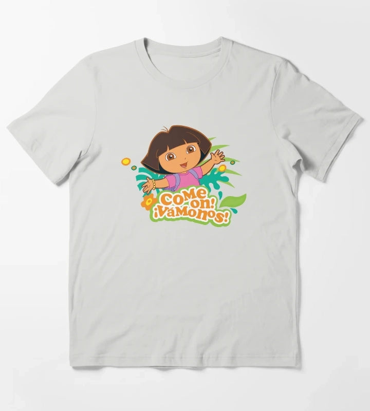 Dora the Explorer Come On Vamanos Dora Tropical Portrait T-Shirt Light Grey