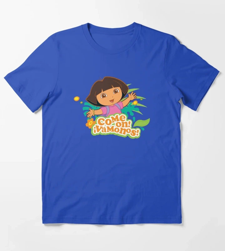 Dora the Explorer Come On Vamanos Dora Tropical Portrait T-Shirt Blue