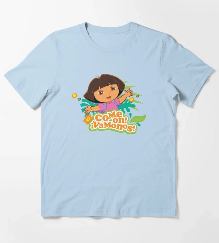 Dora the Explorer Come On Vamanos Dora Tropical Portrait T-Shirt Sky Blue
