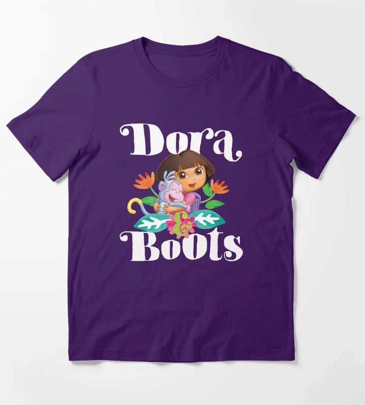 Dora the Explorer Dora and Boots Hugging Portrait T-Shirt Purple