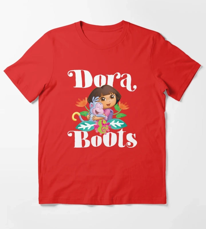 Dora the Explorer Dora and Boots Hugging Portrait T-Shirt Red