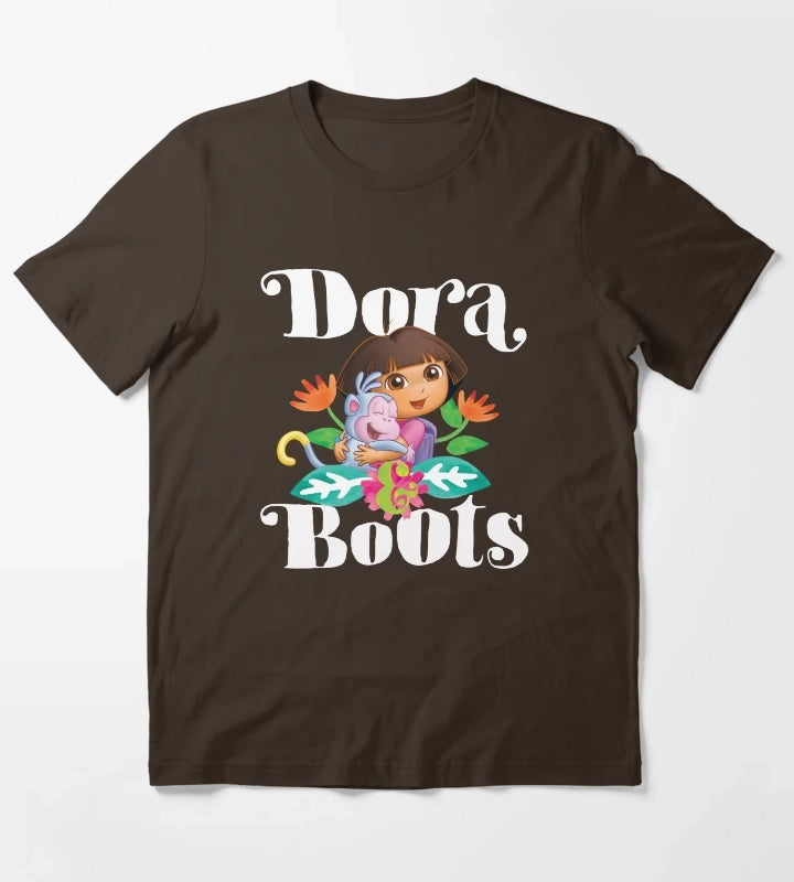 Dora the Explorer Dora and Boots Hugging Portrait T-Shirt Brown