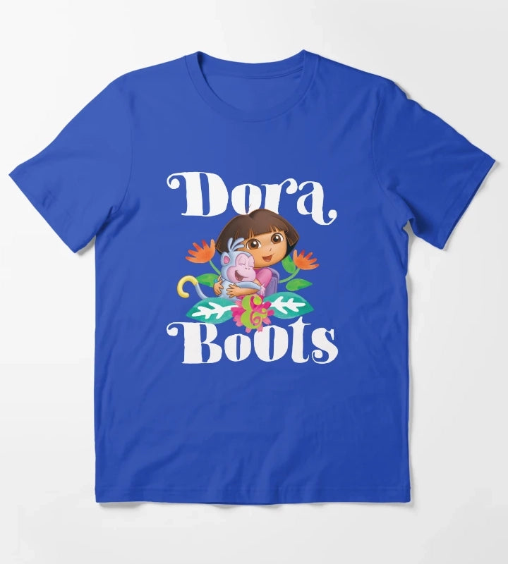 Dora the Explorer Dora and Boots Hugging Portrait T-Shirt Blue