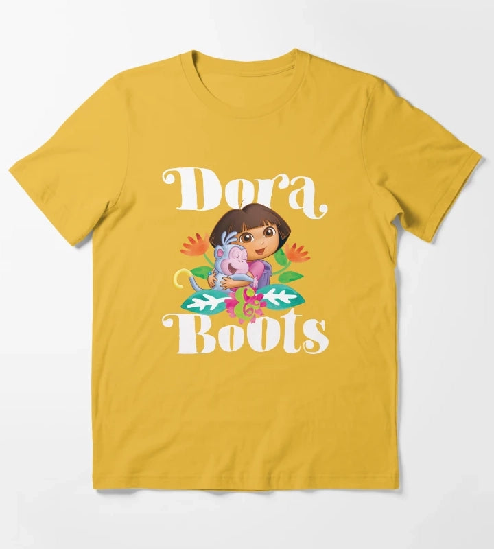 Dora the Explorer Dora and Boots Hugging Portrait T-Shirt Yellow