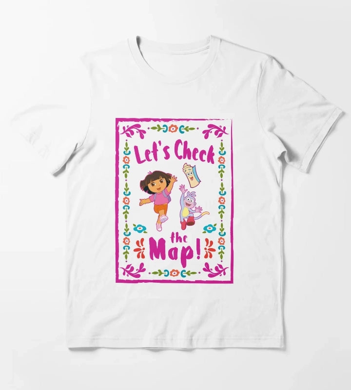 Dora the Explorer Lets Check The Map Group Portrait T-Shirt White