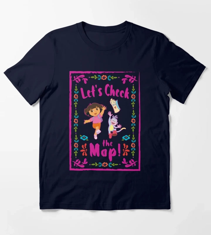 Dora the Explorer Lets Check The Map Group Portrait T-Shirt Navy