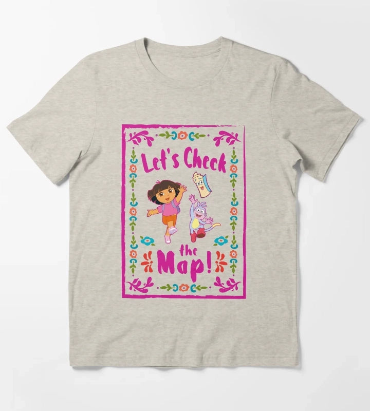 Dora the Explorer Lets Check The Map Group Portrait T-Shirt Cream