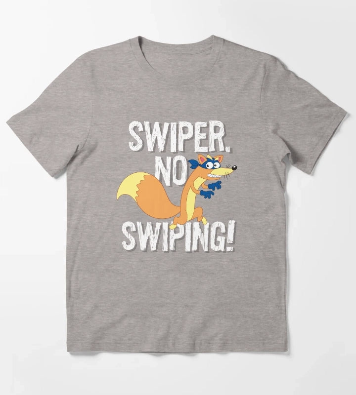 Dora the Explorer Swiper No Swiping Fox Bandit T-Shirt Heather Grey