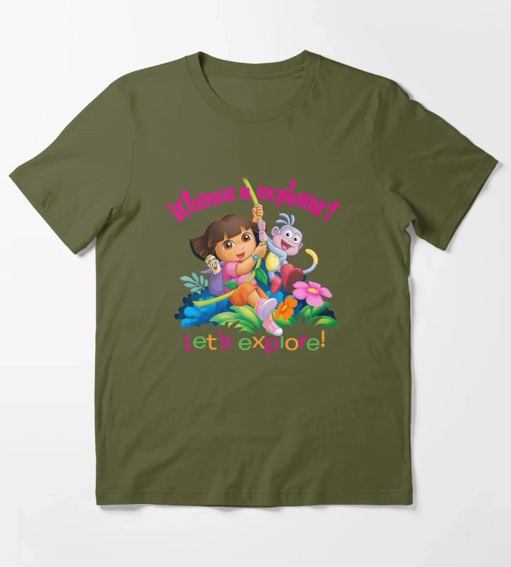 Dora the Explorer Vamos A Explorer Dora and Boots T-Shirt Olive Green