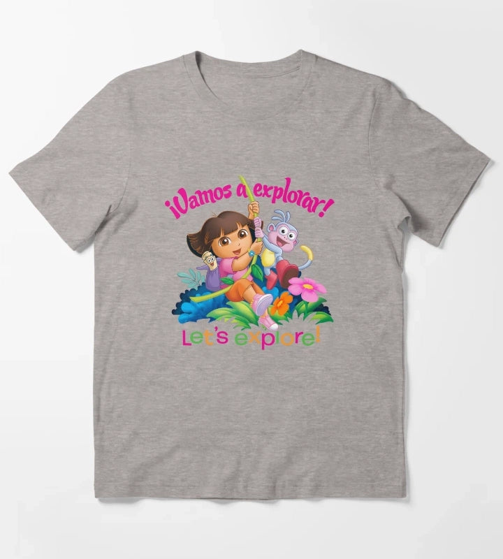 Dora the Explorer Vamos A Explorer Dora and Boots T-Shirt Heather Grey