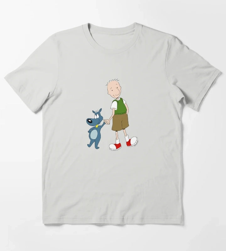 Doug Funnie and Porkchop Smoking Weed Cannabis Cartoon Art T-Shirt Light Grey
