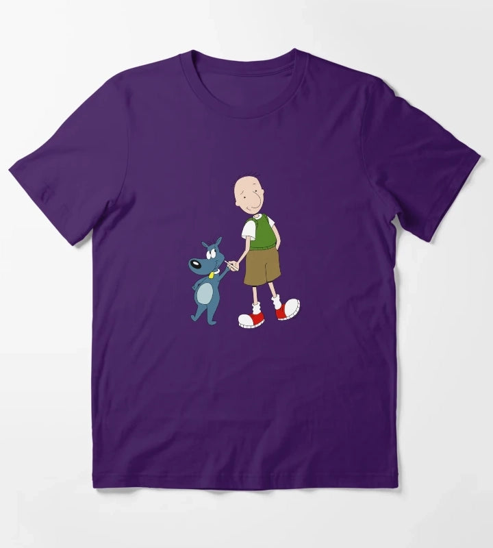 Doug Funnie and Porkchop Smoking Weed Cannabis Cartoon Art T-Shirt Purple