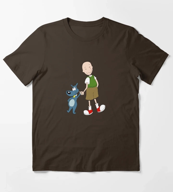 Doug Funnie and Porkchop Smoking Weed Cannabis Cartoon Art T-Shirt Brown
