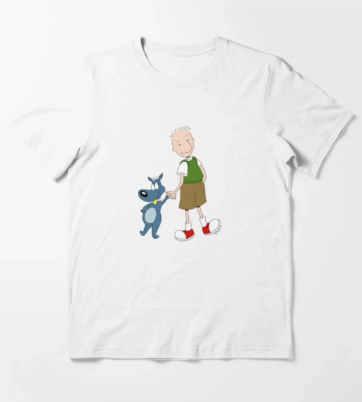 Doug Funnie and Porkchop Smoking Weed Cannabis Cartoon Art T-Shirt White