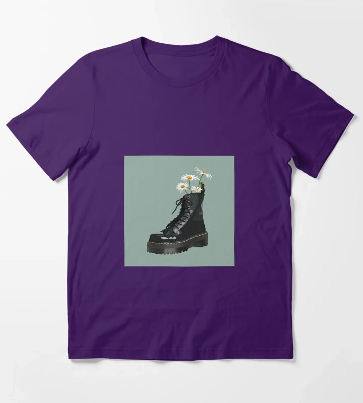 Dr Martens boot with flowers T-Shirt Purple