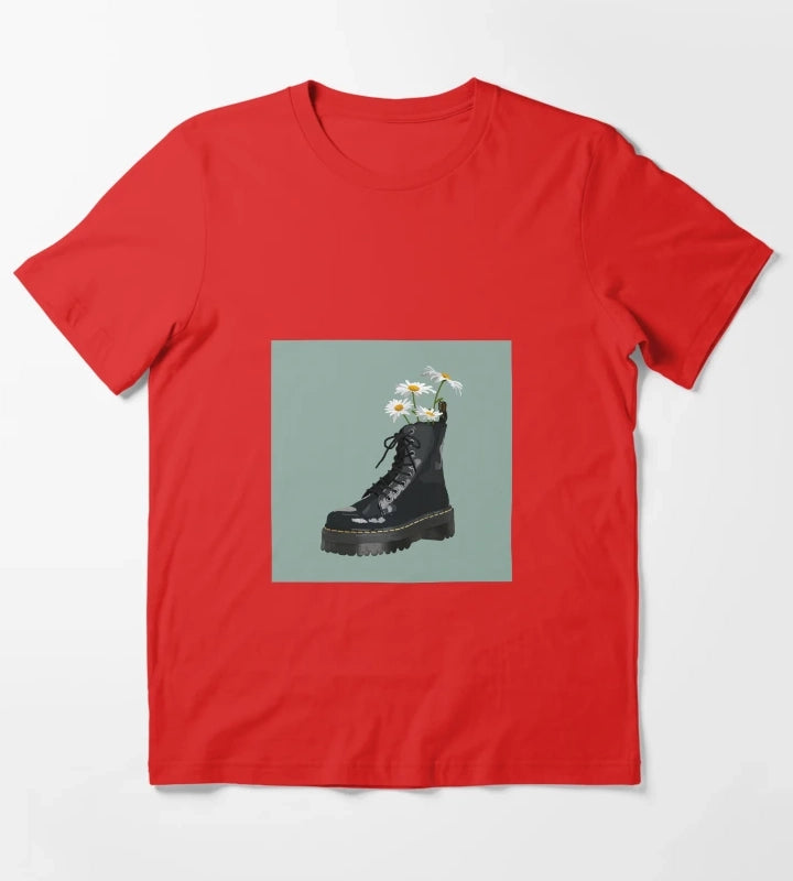 Dr Martens boot with flowers T-Shirt Red