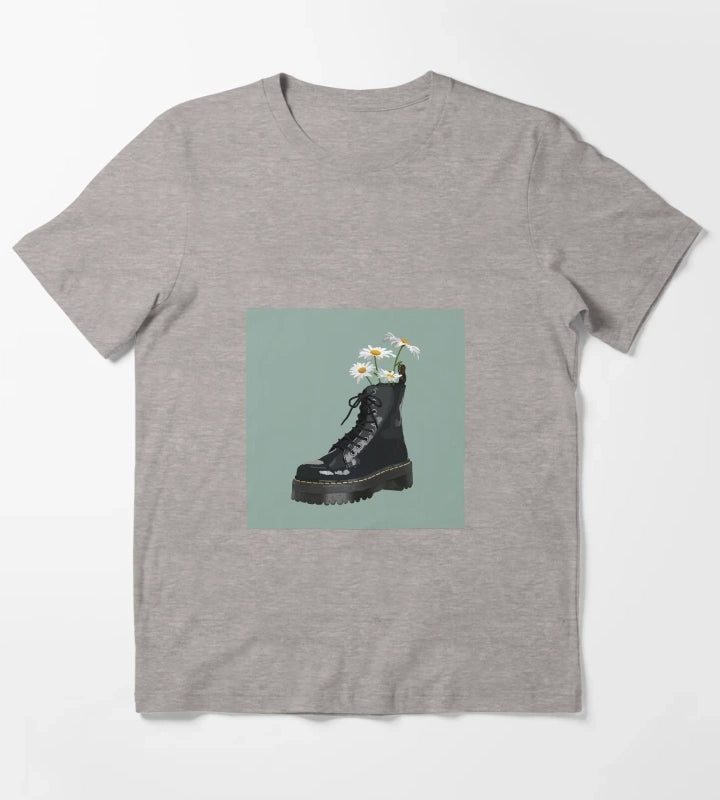 Dr Martens boot with flowers T-Shirt Heather Grey