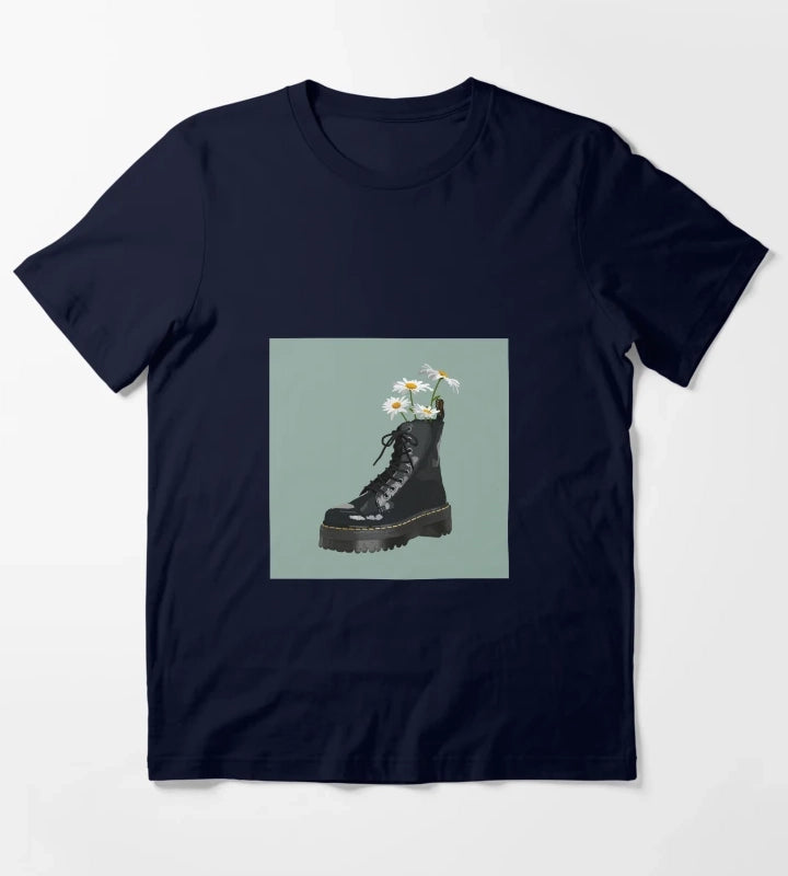 Dr Martens boot with flowers T-Shirt Navy