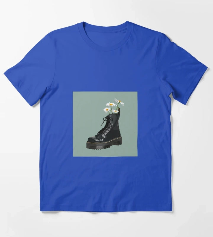 Dr Martens boot with flowers T-Shirt Blue