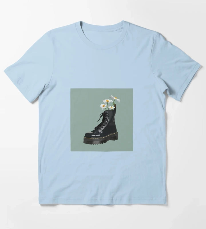 Dr Martens boot with flowers T-Shirt Sky Blue