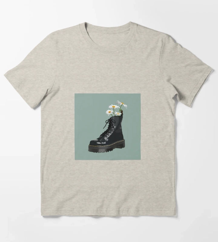 Dr Martens boot with flowers T-Shirt Cream