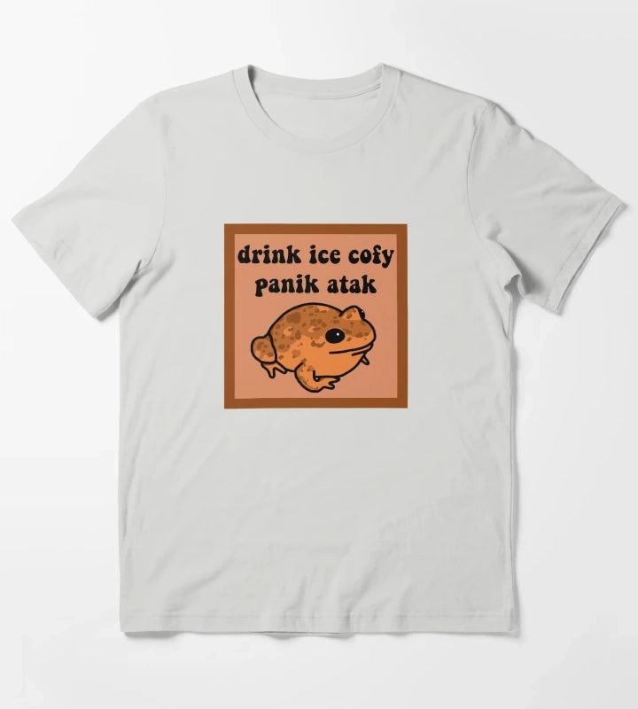 Drink Ice Cofy Frog T-Shirt Light Grey