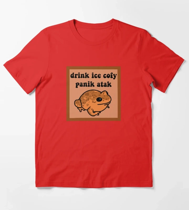Drink Ice Cofy Frog T-Shirt Red