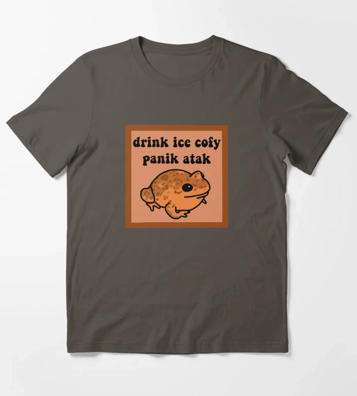 Drink Ice Cofy Frog T-Shirt Dark Grey