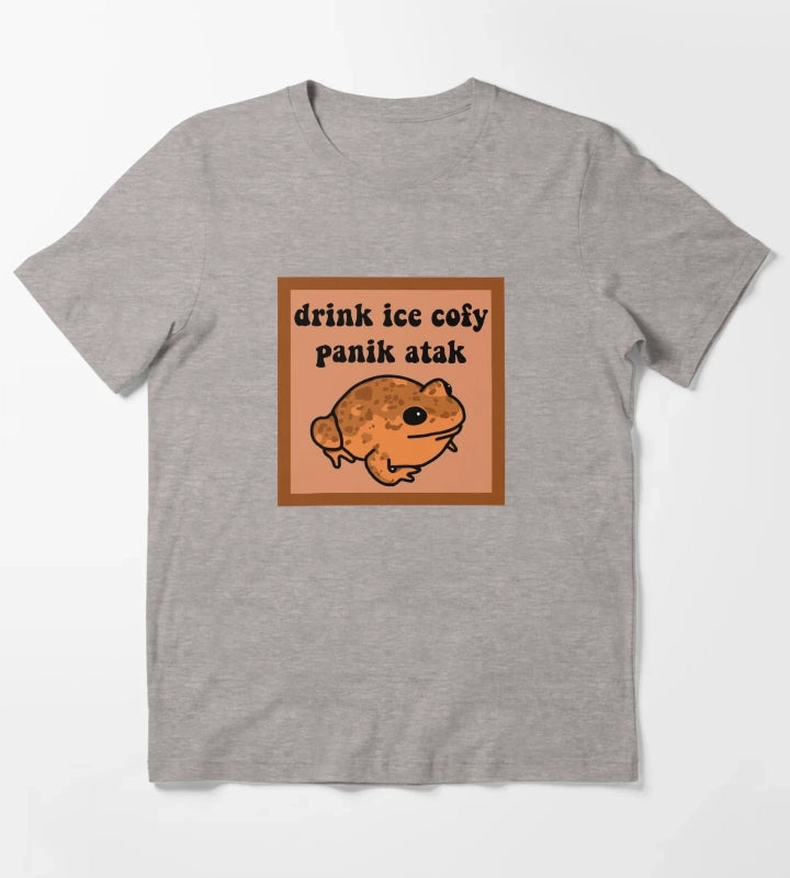 Drink Ice Cofy Frog T-Shirt Heather Grey