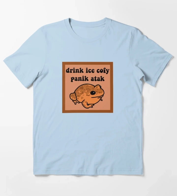 Drink Ice Cofy Frog T-Shirt Sky Blue