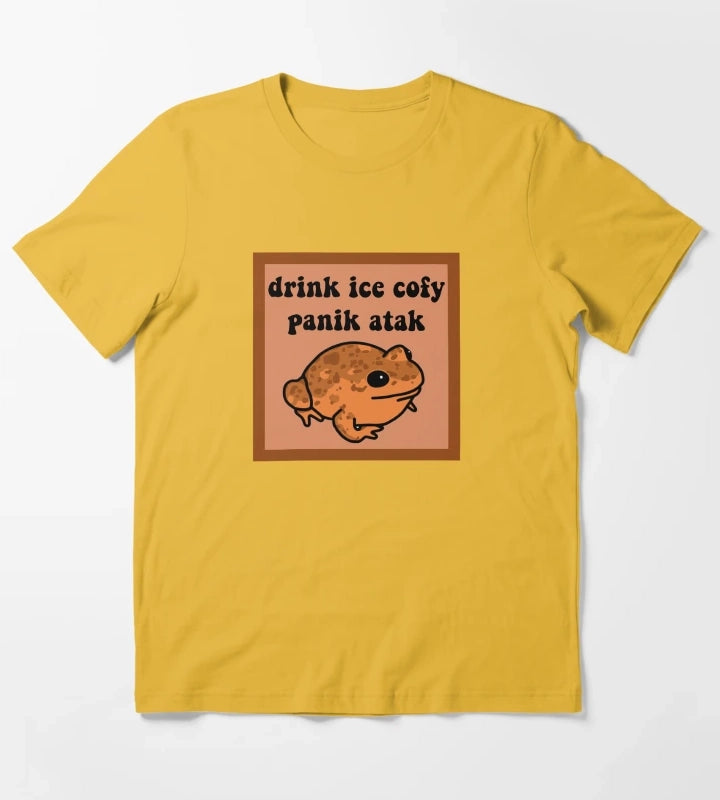 Drink Ice Cofy Frog T-Shirt Yellow