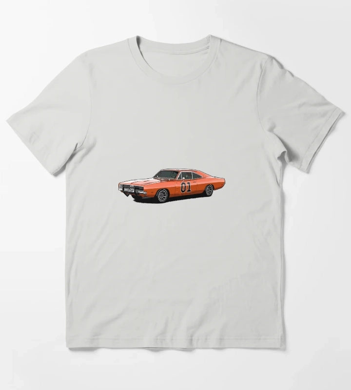 Dukes Of Hazard General Lee Car Print T-Shirt Light Grey