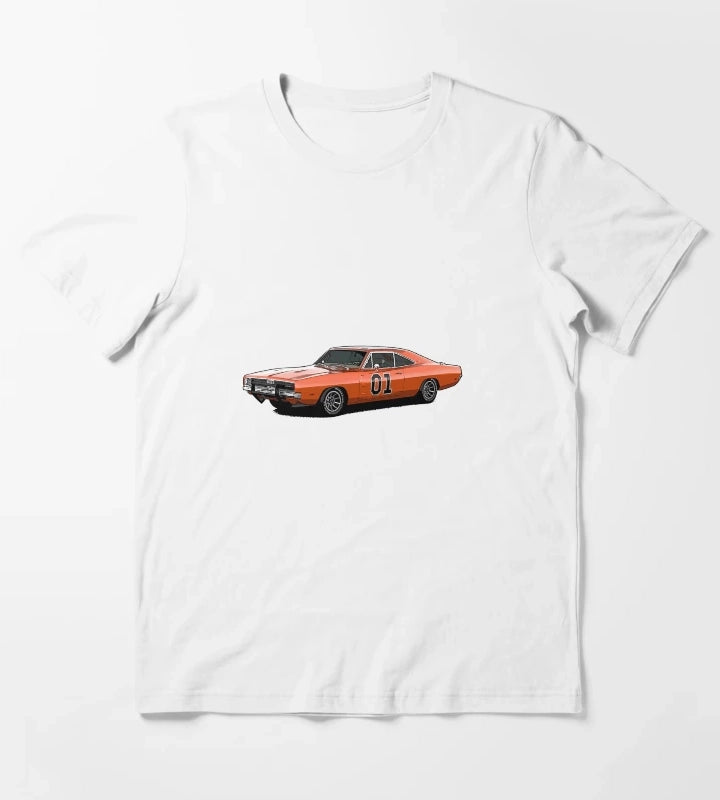 Dukes Of Hazard General Lee Car Print T-Shirt White