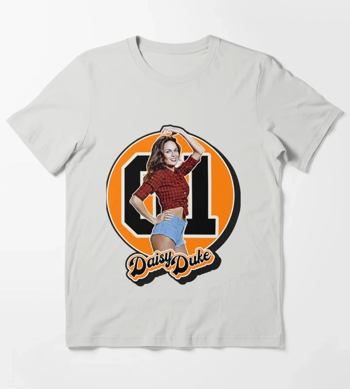 Dukes Of Hazzard TShirtRetro Style Daisy Duke Tribute T-Shirt Light Grey