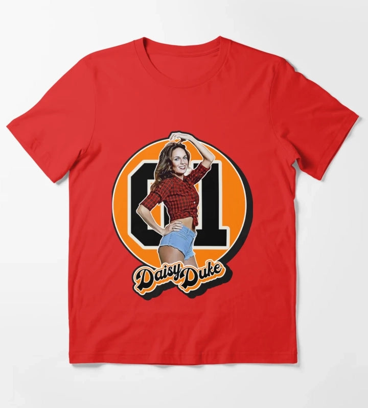 Dukes Of Hazzard TShirtRetro Style Daisy Duke Tribute T-Shirt Red