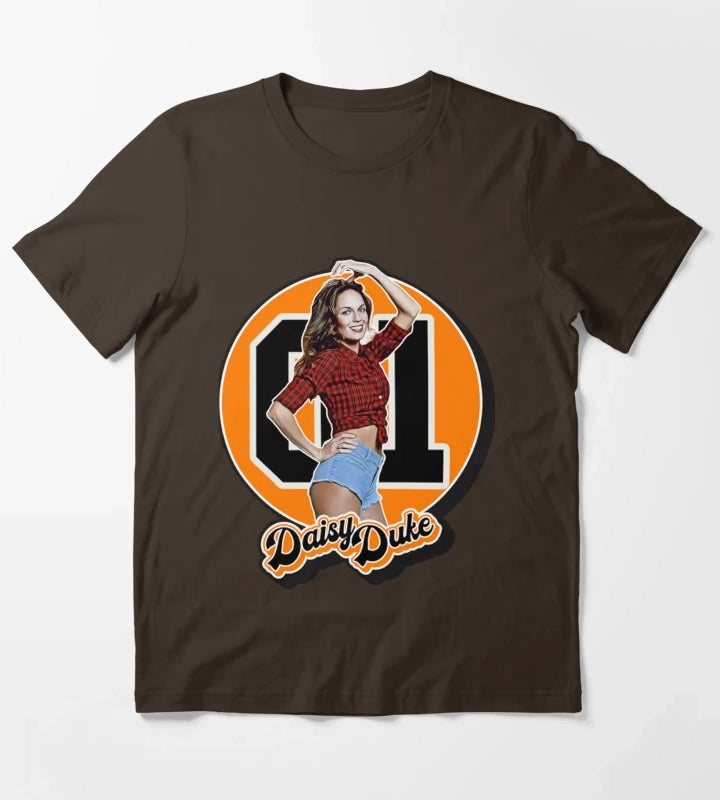 Dukes Of Hazzard TShirtRetro Style Daisy Duke Tribute T-Shirt Brown