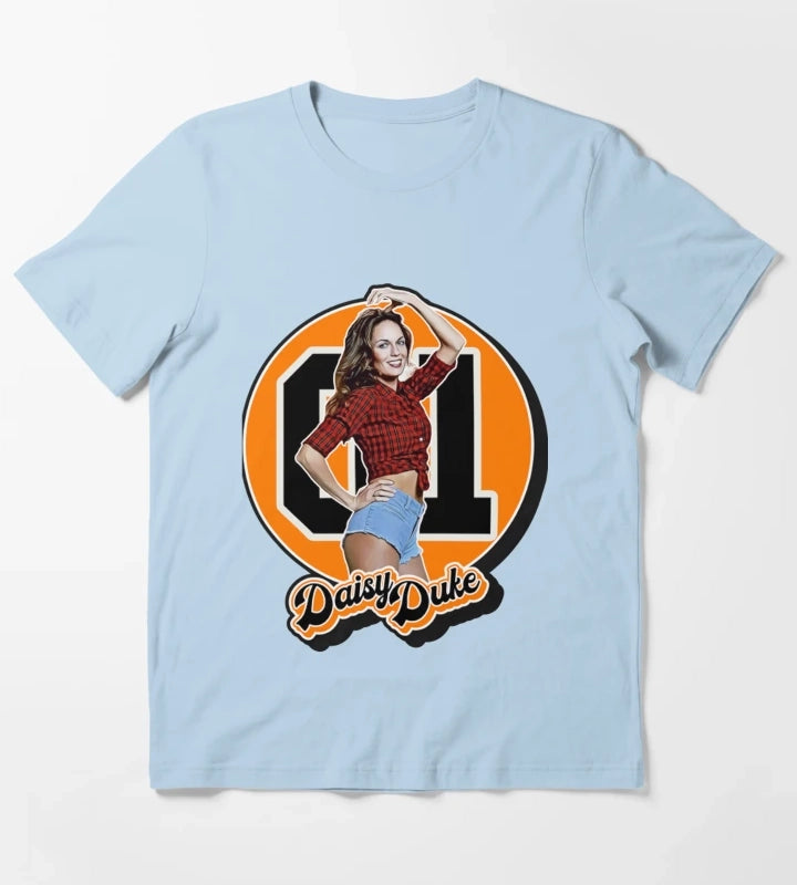 Dukes Of Hazzard TShirtRetro Style Daisy Duke Tribute T-Shirt Sky Blue