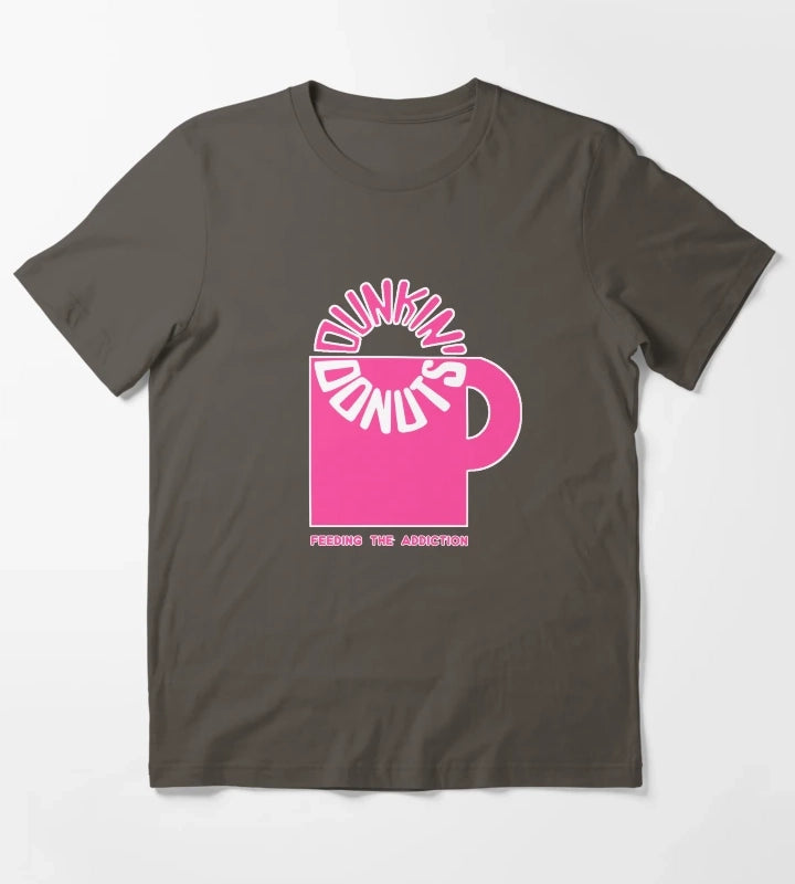 Dunkin Donuts Feed The Addiction Retro Logo T-Shirt Dark Grey
