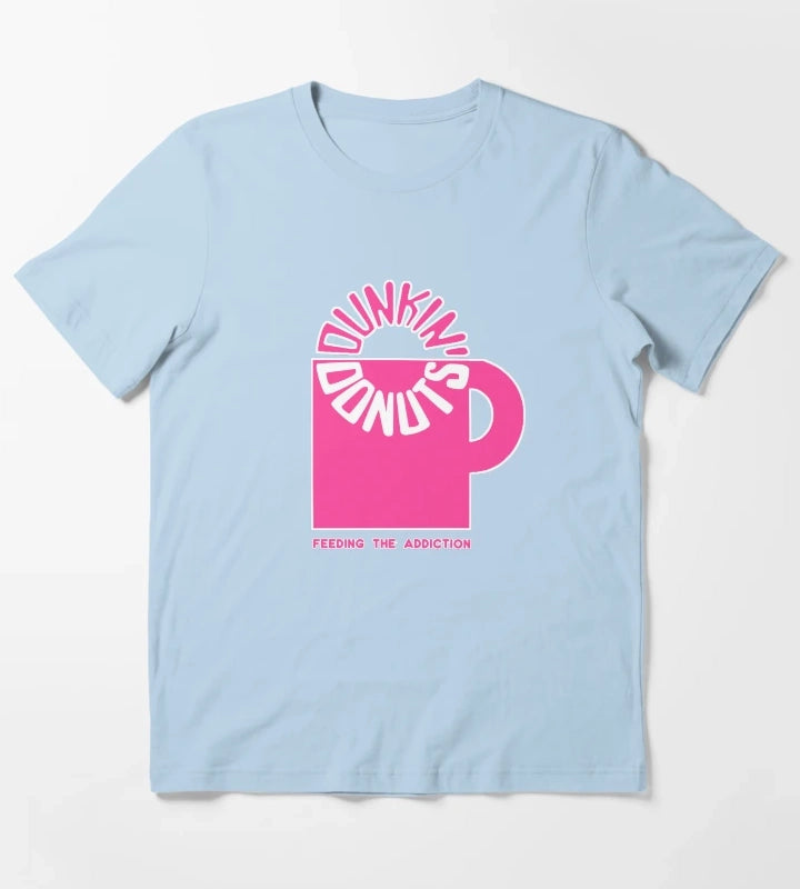 Dunkin Donuts Feed The Addiction Retro Logo T-Shirt Sky Blue