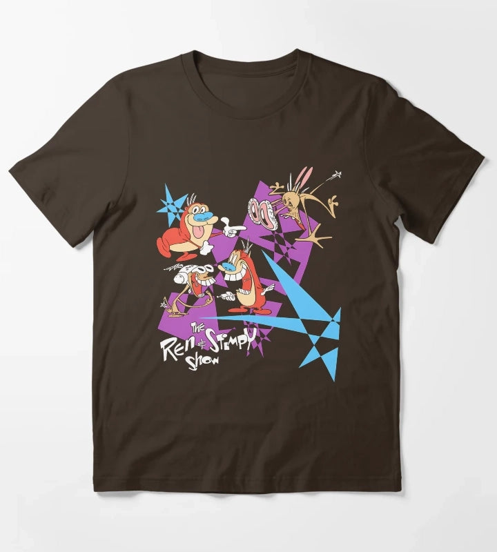 Duo of Expressive Animated Characters T-Shirt Brown