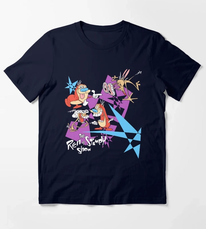 Duo of Expressive Animated Characters T-Shirt Navy