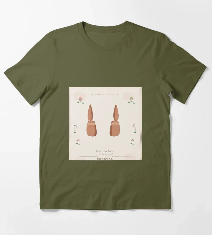 Dust On My Boots Salt In My Soul Vintage Cowgirl Floral T-Shirt Olive Green