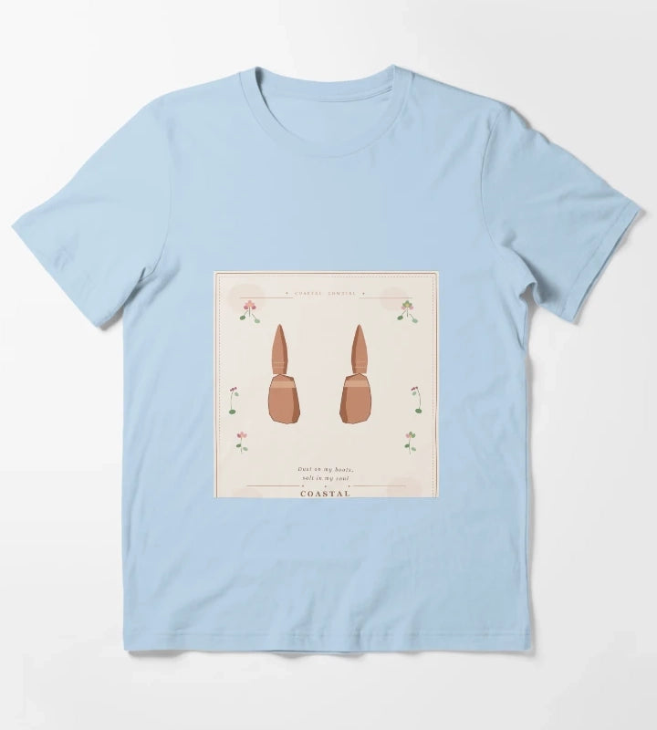 Dust On My Boots Salt In My Soul Vintage Cowgirl Floral T-Shirt Sky Blue